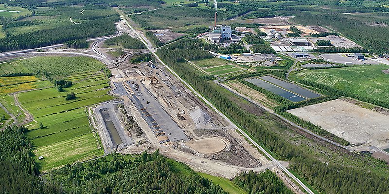 Umeå Norra Järnvägsterminal under uppbyggnad.
